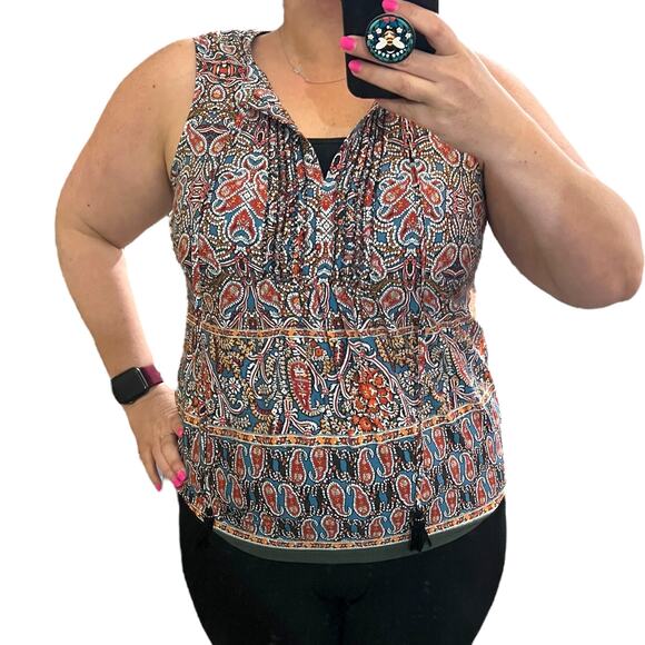 Pale Sky MEDIUM Marcelle Tie Neck Top - Stitch Fix Daniel Rainn Keyhole Blouse - Picture 13 of 16